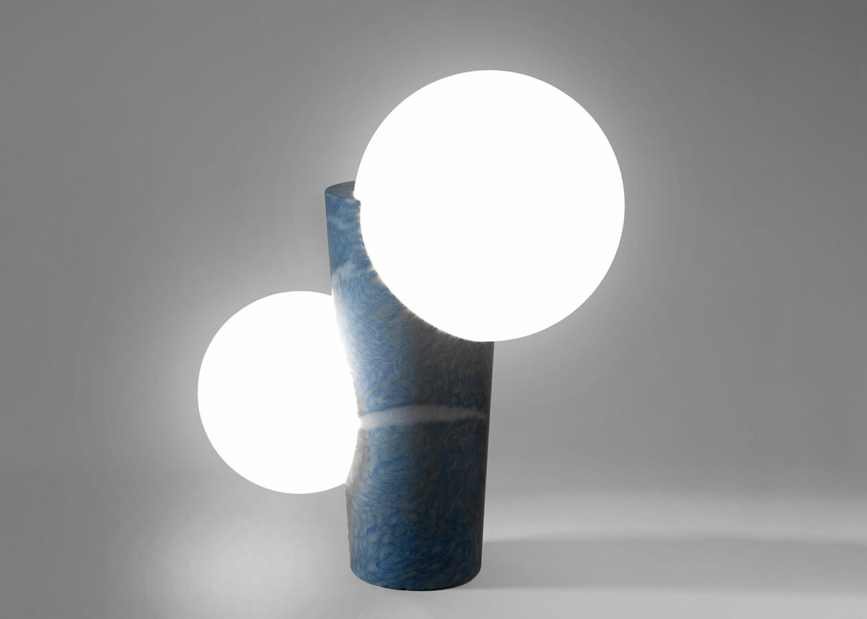 Emmanuel Babled Osmosi Light in Blue Macauba, a unique and limited edition dated of 2020.